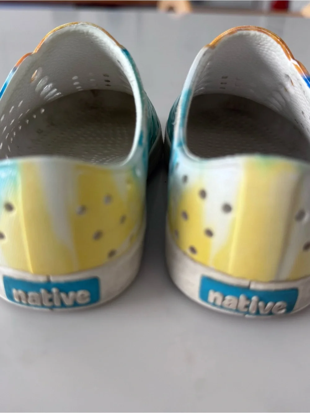 Native Kids Jefferson Water Shoes in Teal, Blue & Yellow Tie-Dye